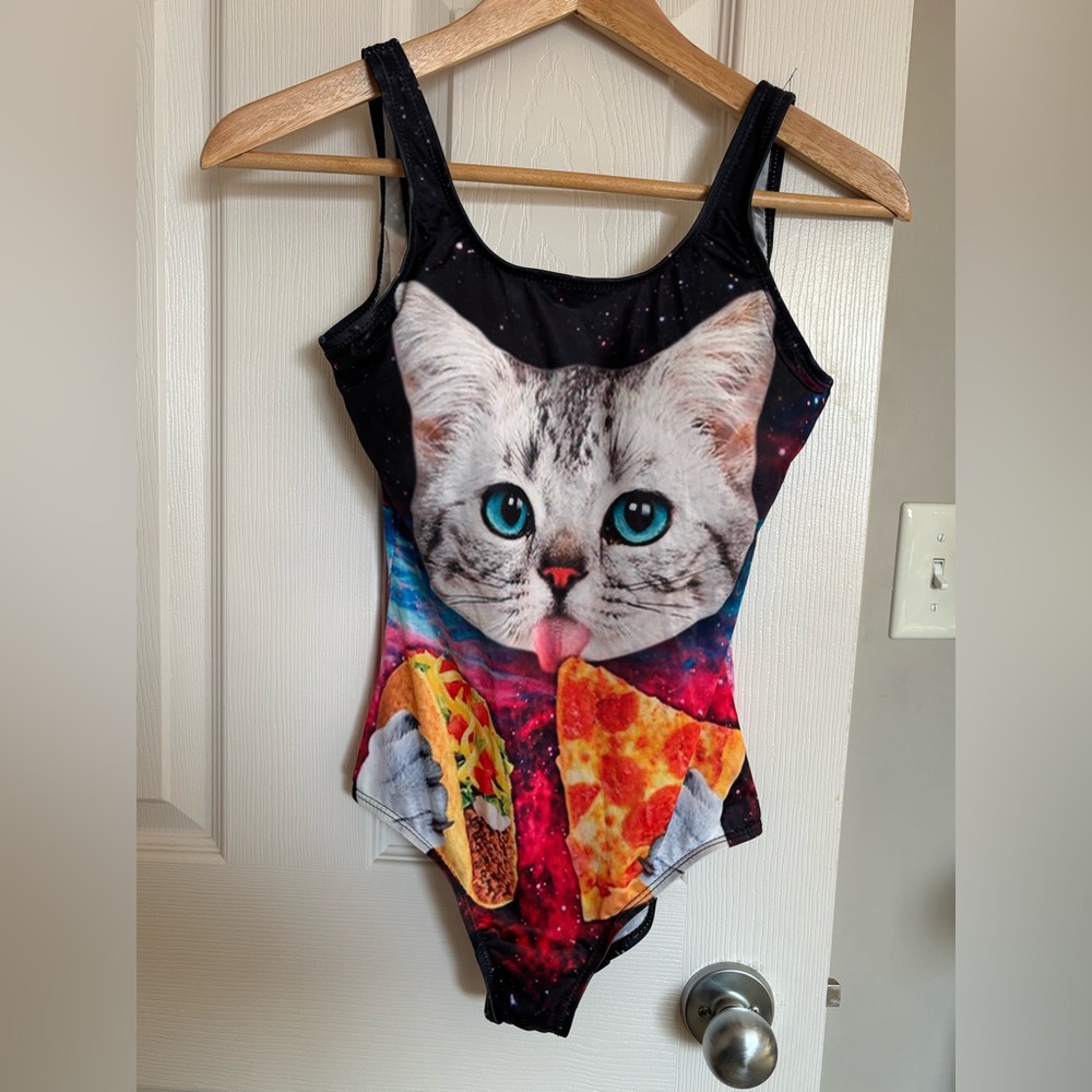 Cat Pizza One Piece Swimsuit NWOT